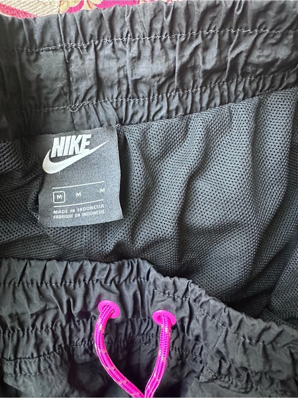 Nike Black Cargo Joggers with Pink Drawcord
